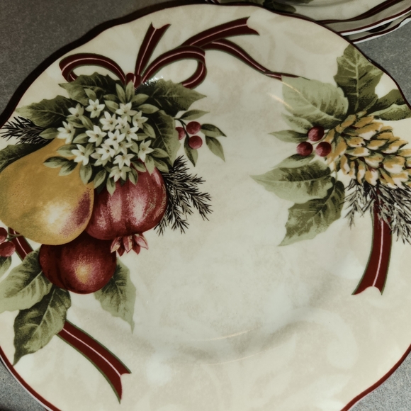222 Fifth Yuletide Celebration salad plates & cup and saucers - Picture 5 of 7